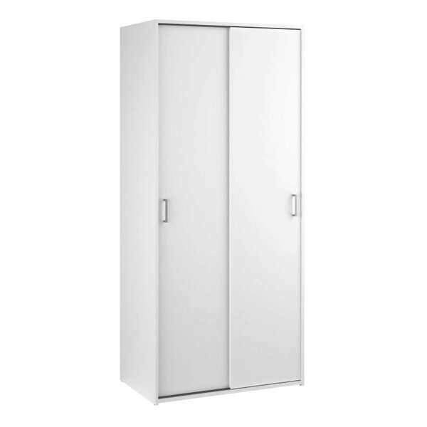 Wyld Haus Munich White Wooden Sliding Door Wardrobe 2 Doors 3 Shelves