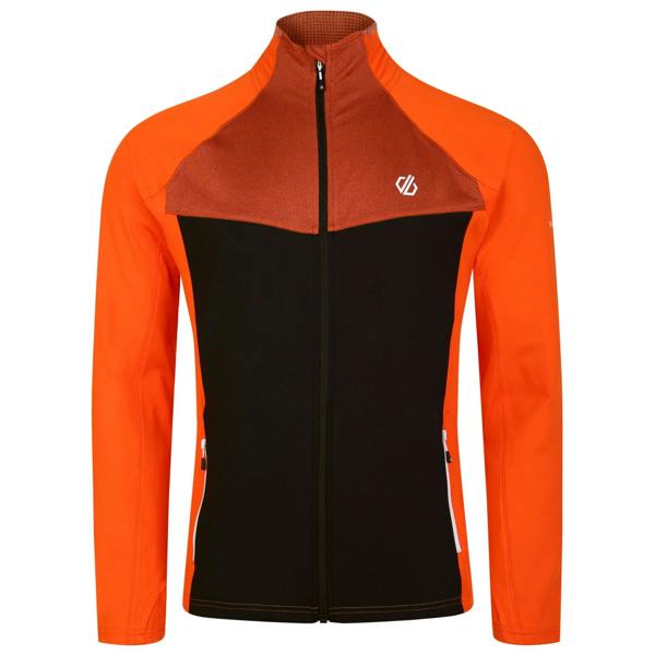 Dare 2B Mens Substratum Core Stretch Full Zip Midlayer - Puffins Orange/Black - 