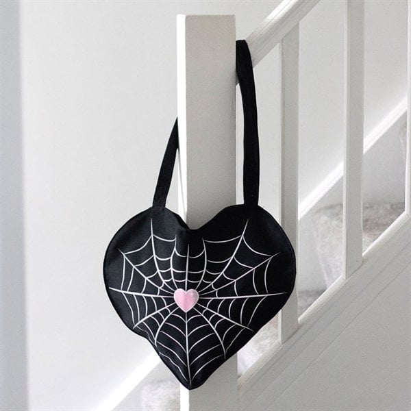 Serano Spiderweb Heart Satin Tote Bag