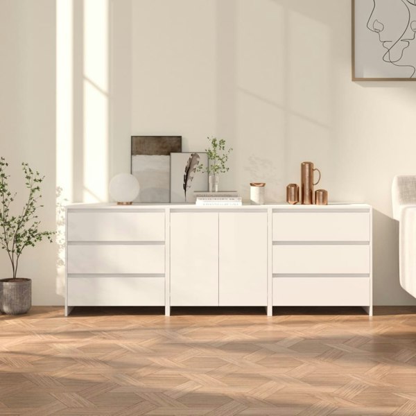 Berkfield 3 Piece Sideboard White Engineered Wood