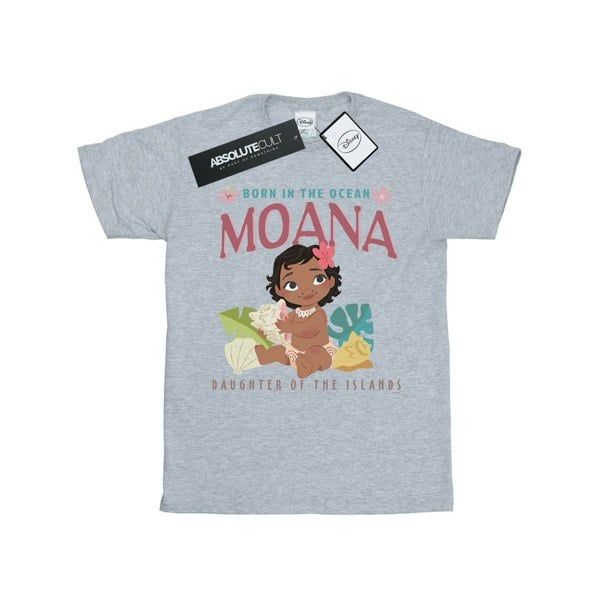 Disney Girls Moana Born In The Ocean Cotton T-Shirt - Sports Grey