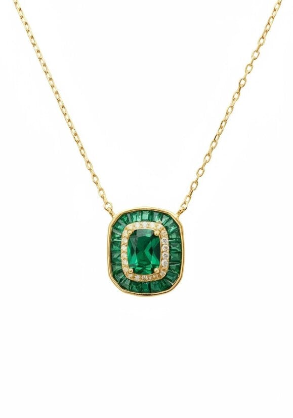 Latelita Great Gatsby Pendant Necklace Emerald Gold