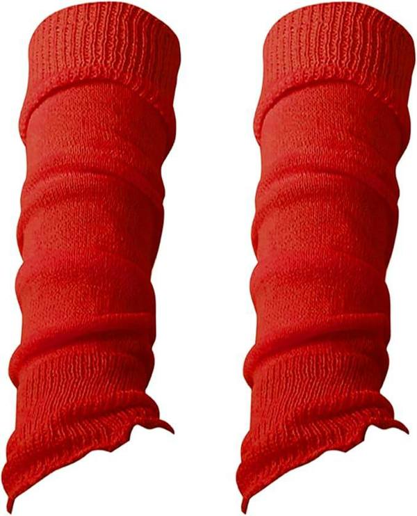 ATEK Womens 80s Leg Warmers Footless Slouch Socks Red