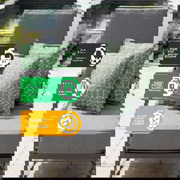 Gardenwize Pair of Outdoor Scatter Cushions – Green Cube Design