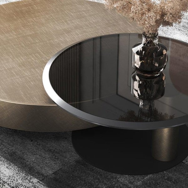 Gold Nesting Coffee Table, Gold 100cm/65cm For Display With Dents On Top-Weilai Concept-Weilai Concept