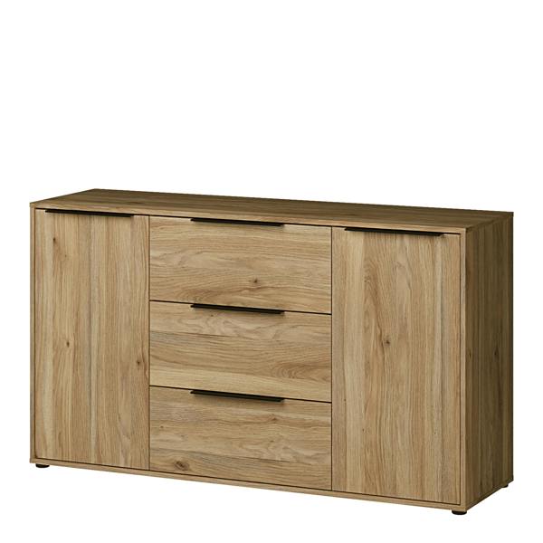 Furniture To Go Orkney 3 Drawer Sidebaord with 2 Doors in Mauvella Oak
