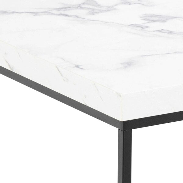 Wyld Haus Hazelmere White Marble Carrara Coffee Table Black Metal Legs
