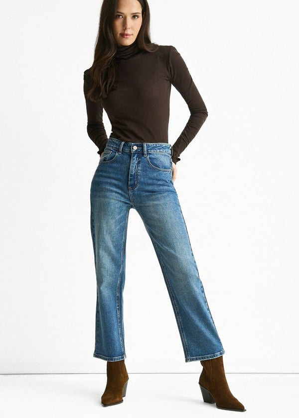 Gini London Blue Mid Rise Straight Leg Jeans