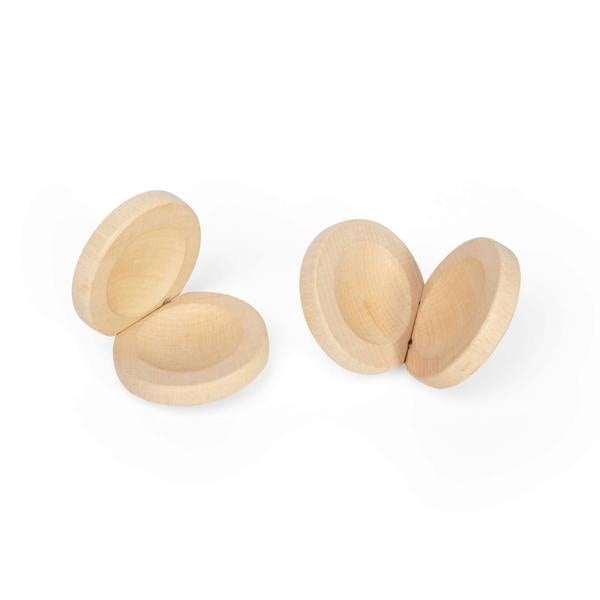 Bigjigs Toys Natural Castanet Pack of 4 | Wooden Instruments for Kids