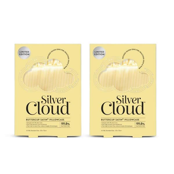 Silver Cloud Beauty Silver Cloud Satin Frilly Pillowcase Twin Pack  - Buttercup Collection