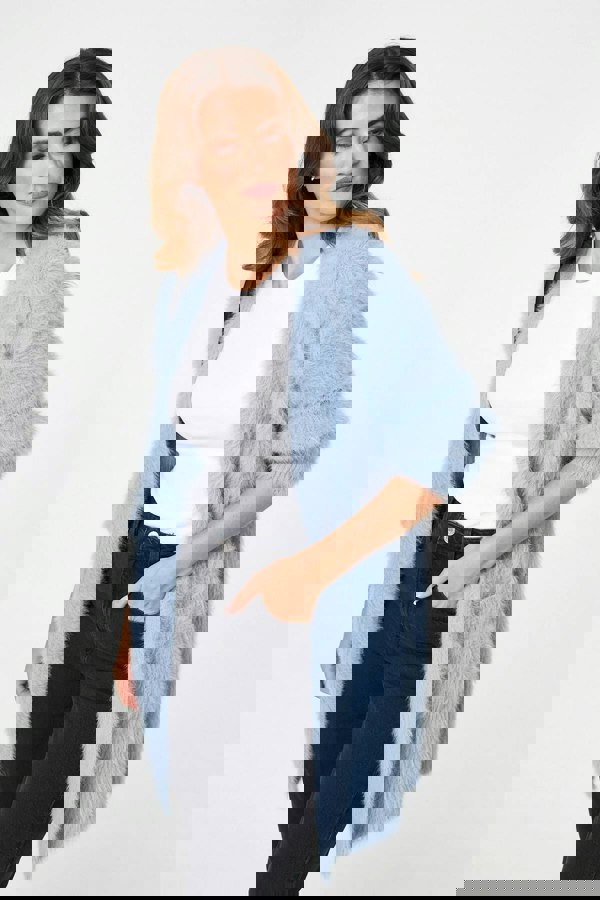 Blue | Soft Textured Longline Open Cardigan
