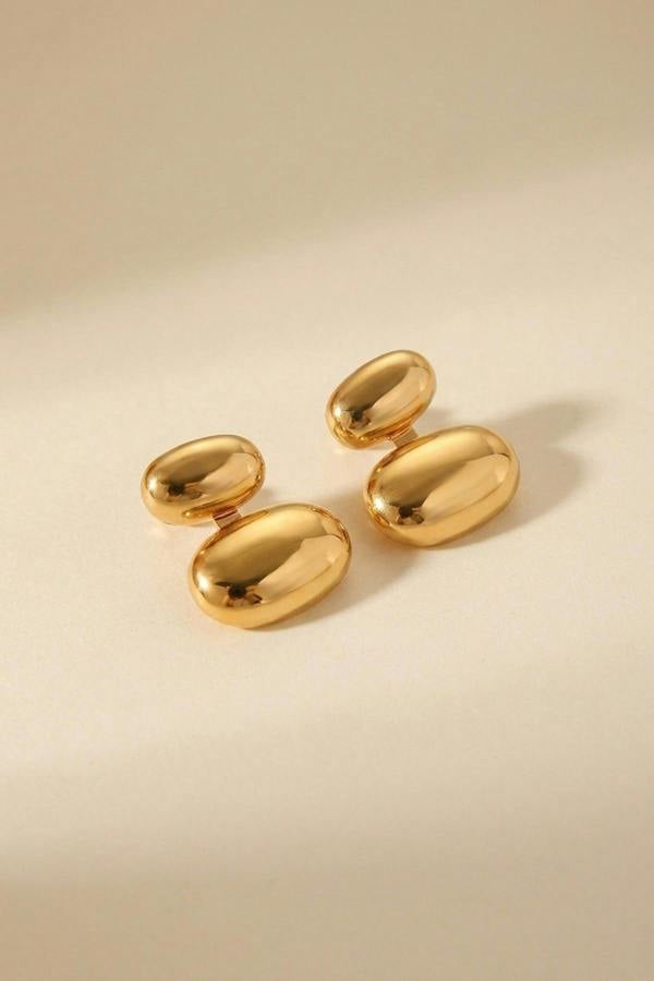ARIIRA Reena Gold Tone Double Oval Huggie
