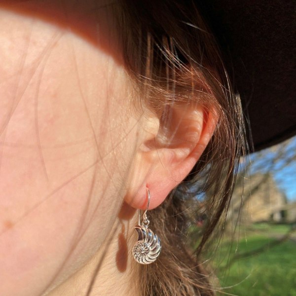 Jurassic Ammonite Sterling Silver Drop Earrings - Reeves & Reeves