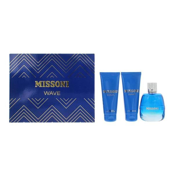 Missoni Wave Eau de Toilette 100ml, Aftershave Balm 100ml + Shower Gel 100ml Gift Set for Him