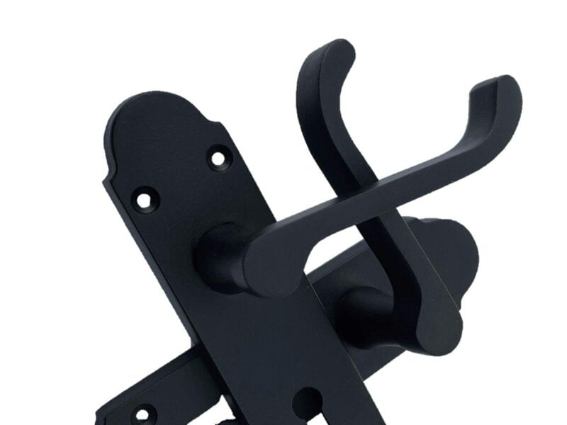 EDH Door Hardware Epsom Matt Black Door Handles, Internal Handles with Bathroom Sash Lock 170mm 2 Pairs