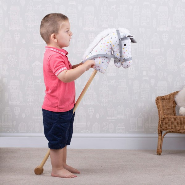 Bigjigs Toys Wooden Patterned Hobby Horse - Easy Grip Handles