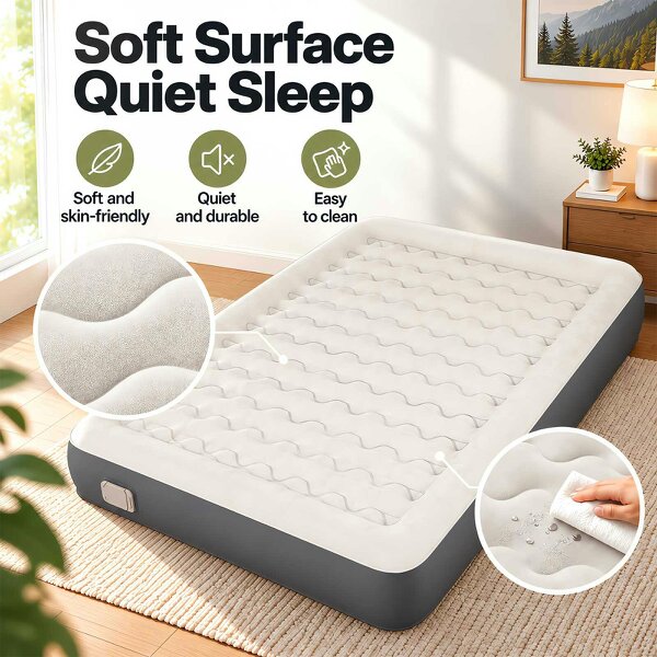 Lavio Inflatable Mattress TPU Airbed Rechargeable Pump Camp Bed Grey