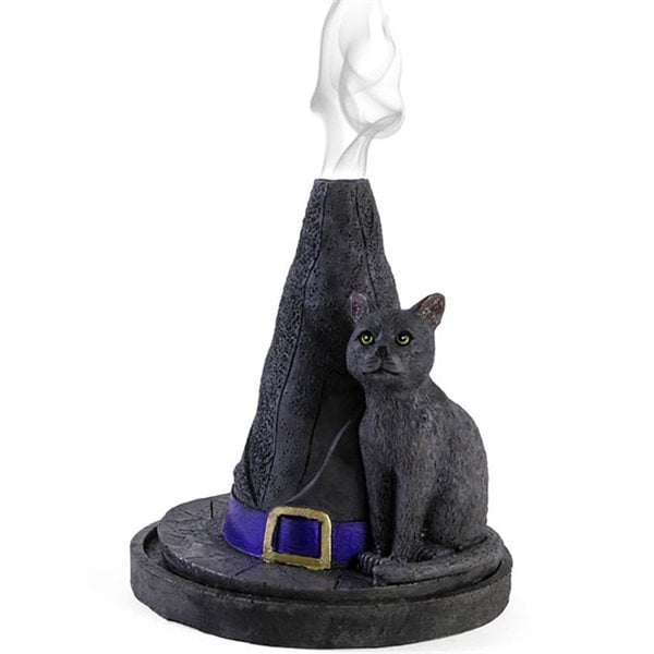Serano Witch Hat With Cat Incense Cone Holder