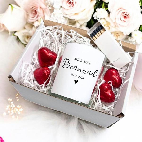 Personalised Mr & Mrs Wedding Candle Gift Set | Couples Engagement