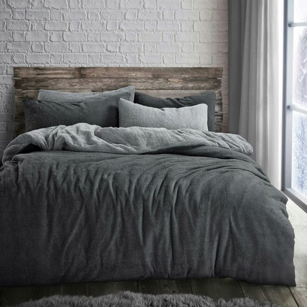 Velosso Teddy Two Tone Fluffy and Warm Fleece Duvet Cover Set