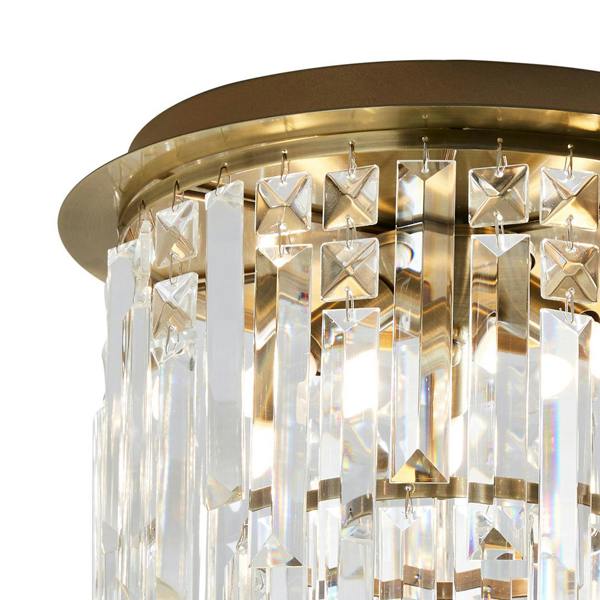 Pagazzi Lighting Onega 3 Light Antique Brass & Glass Flush Ceiling Light