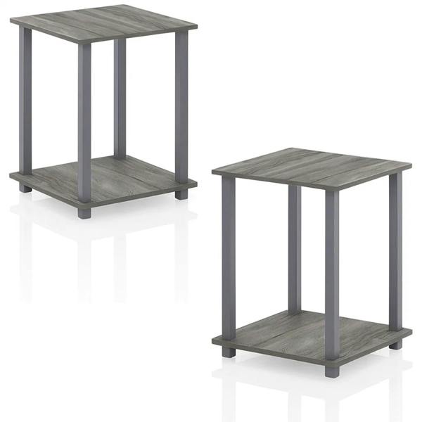 WALPLUS Modern Furniture Piece for Stylish and Functional Home Use | 12127GYW/GY Simplistic End Table, Set of Two, French Oak Grey