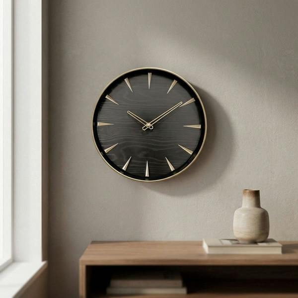 Garden Greatness Timeless Black & Gold Modern Wall Clock