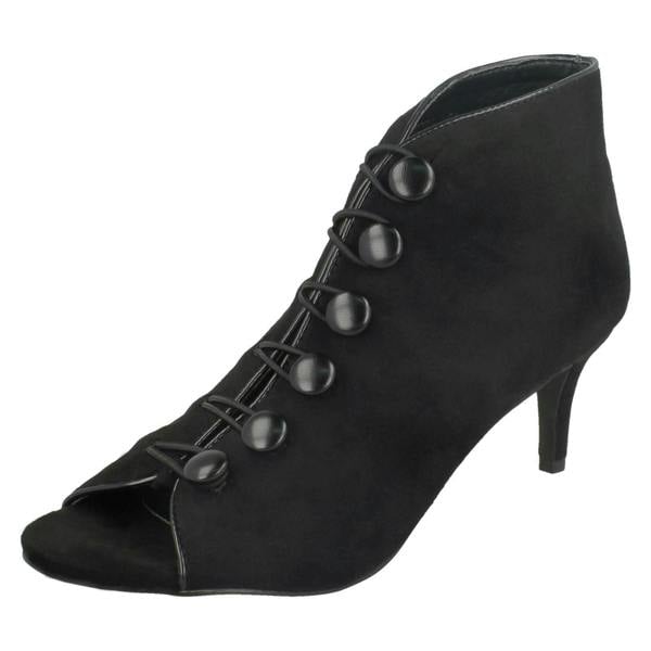 Anne Michelle Ladies Anne Michelle Mid Heel Button & Hook Boot Sandals