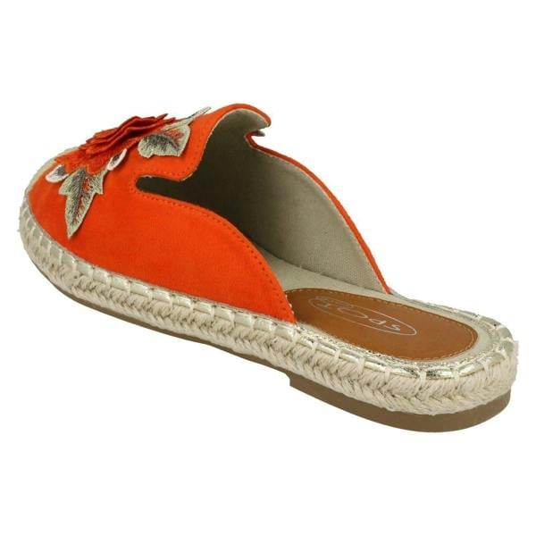 Spot On Ladies Spot On Flower Embellishment Espadrille Mules