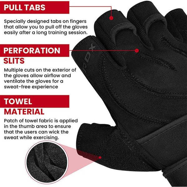 RDX Sports GYM GLOVE MICRO BLACK PLUS