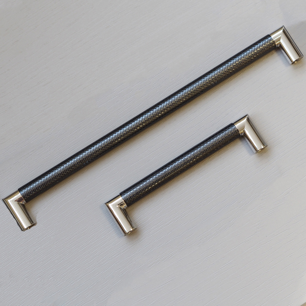 Handle & Home Gunmetal/Polished Chrome Knurled D Handles