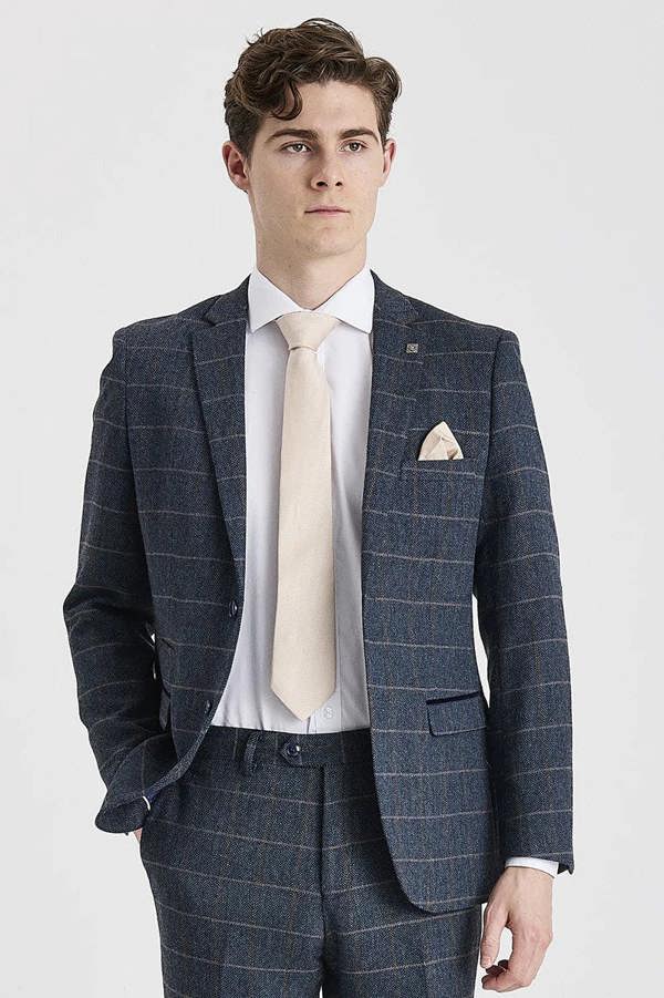 Paul Andrew Harris - Men's Navy Tweed Wool Blend Blazer