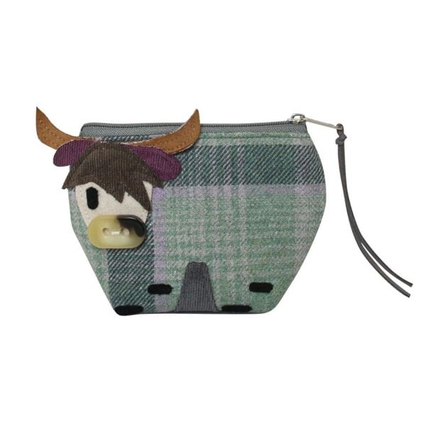Earth Squared Highland Cow Button Nose Purse – Tartan Tweed