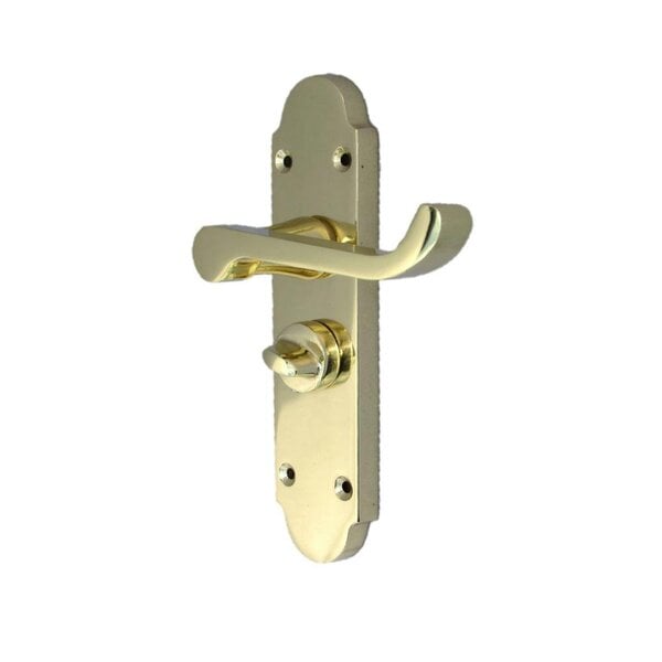 EDH Door Hardware Epsom Victorian Scroll Brass Plated Privacy Bathroom Modern Door Handles 2 Pairs