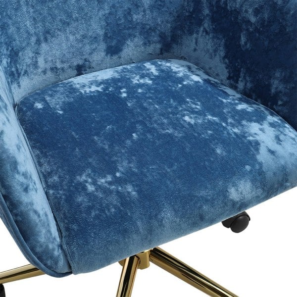 Velvet Upholstered Home Office Swivel Task Chair with Flared Arms Armchairs Living and Home