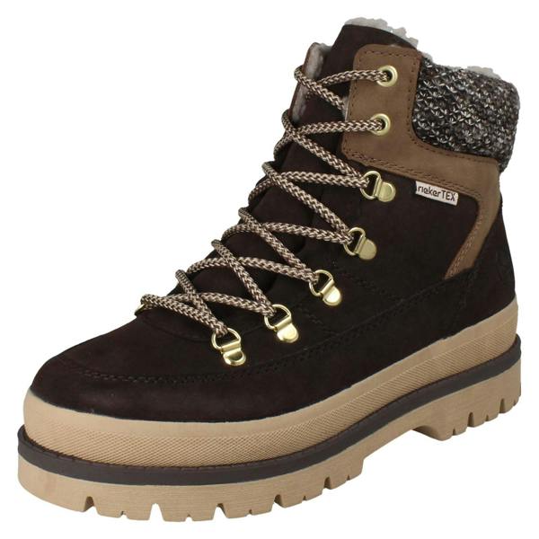 Rieker Ladies Rieker TEX Warm Lined Platform Ankle Boots Y6210