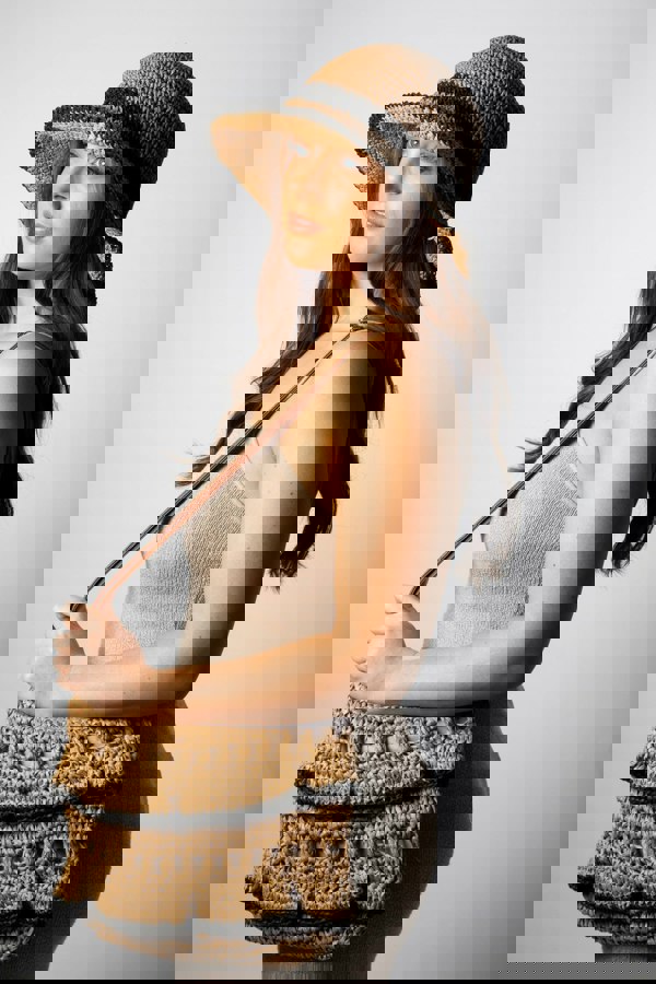 SVNX Straw Shoulder Bag with Frill Detail