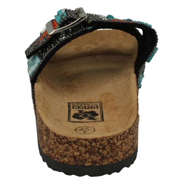 Down to Earth Ladies Down To Earth Dual Buckle Strap Beaded Mule Sandals F00251