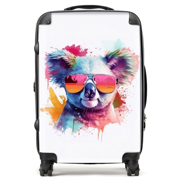 Warren Reed Colourful Splashart Koala In Glasses Suitcase