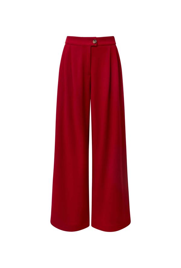 James Lakeland Red Wide Leg Suit Trousers