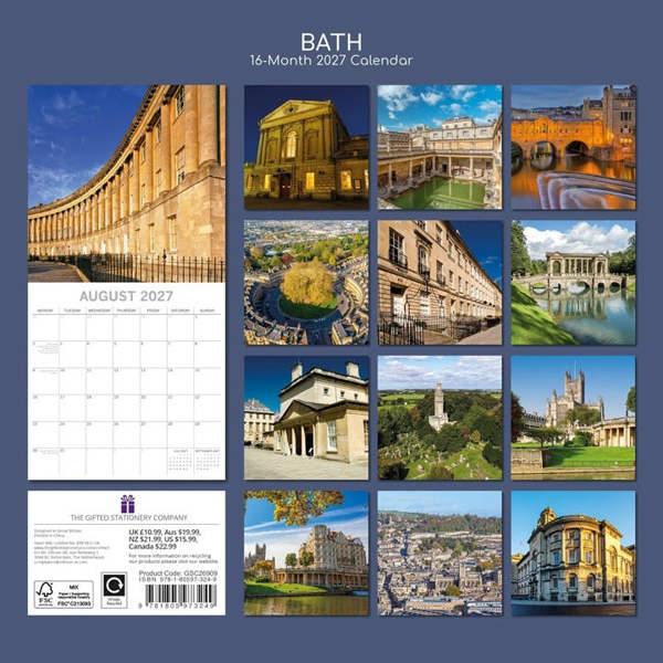 Bath Calendar 2027, Wall Calendars, Month To View, Travel, Gift
