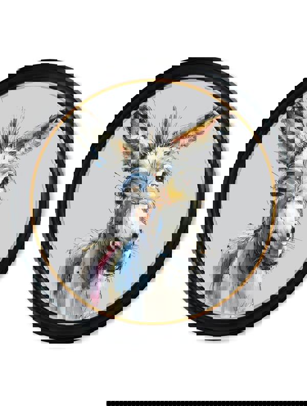 Exceptional Art Donkey Jack & Jennet Cosy Sketch - Oxford round frame