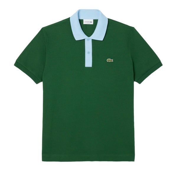 Lacoste Classic Fit Contrast Collar Polo Shirt Green/Blue