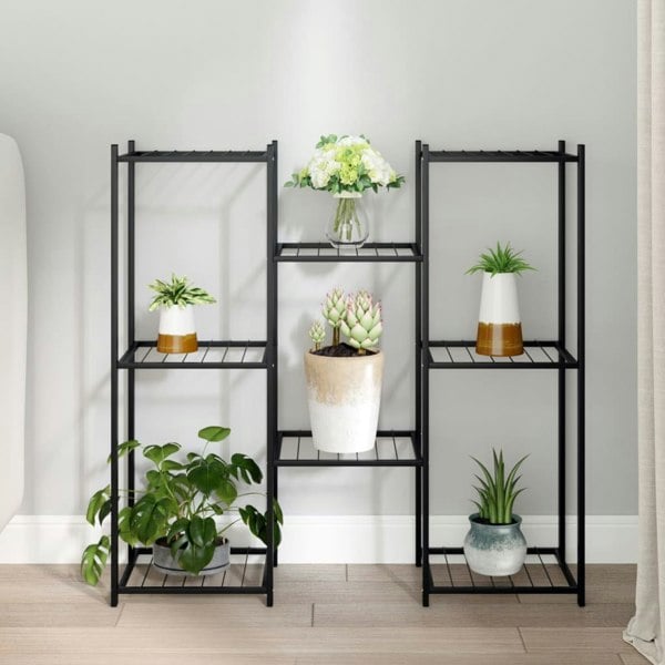 Berkfield Flower Stand 83x25x80 cm Black Iron