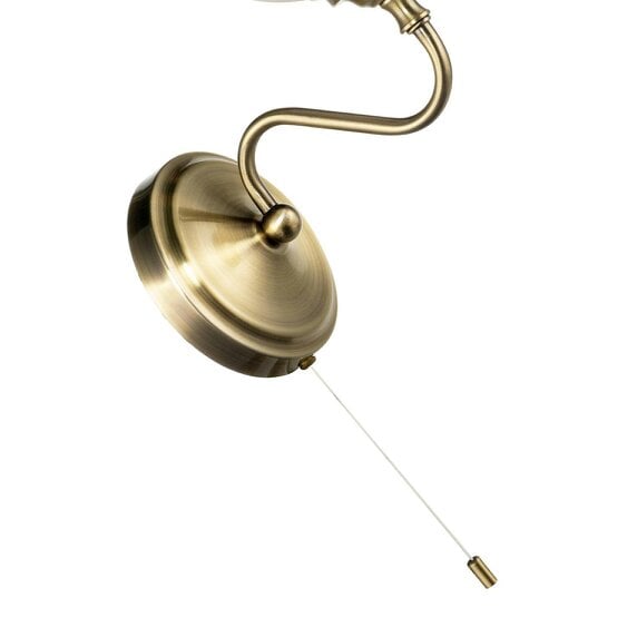 Happy Homewares Switched Classic Antique Brass Wall Lamp with Opal White Ribbed Glass