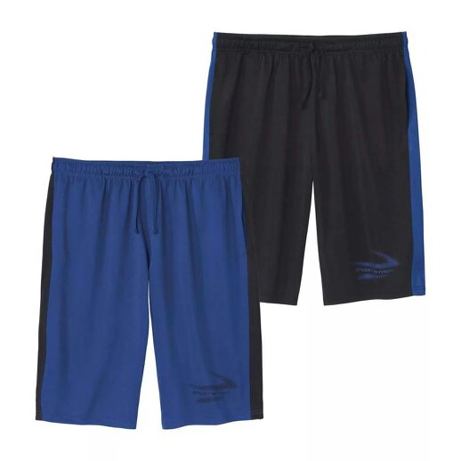 Atlas For Men Mens Jersey Shorts (Pack of 2) - Black/Blue