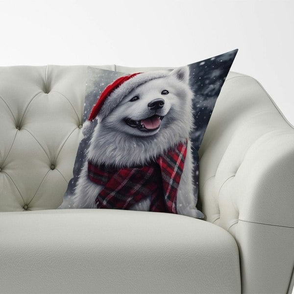 Warren Reed Christmas Samoyed Cushion