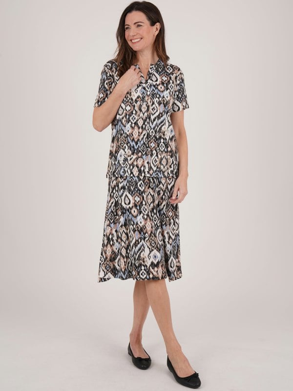 TIGI-Wear Tribal Ikat 6 Panel Skirt - Short