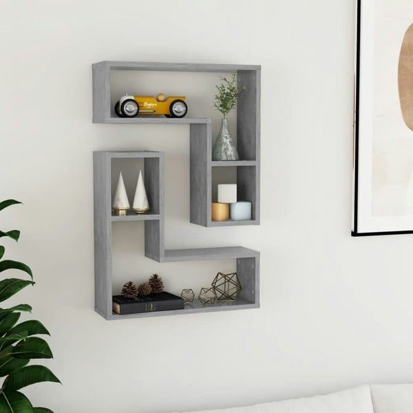 Berkfield Wall Shelf 2 pcs Concrete Grey 50x15x50 cm Engineered Wood