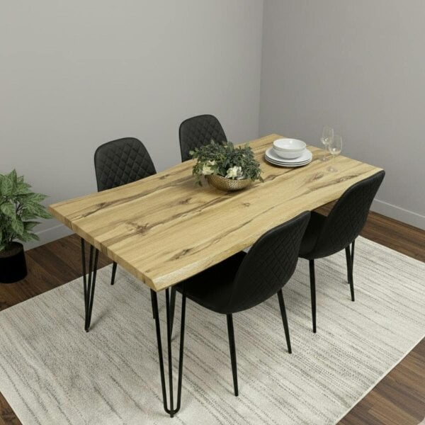 Kosy Koala Modern Dining Table Set With 4 Black Gem Pattern Chairs Kitchen Dining Room Furniture